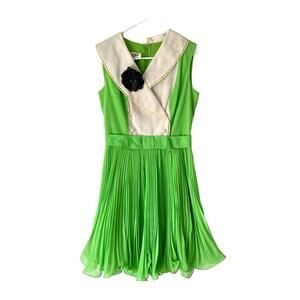 Miss Elliette California 60s Vintage Sleeveless Collar Pleated Dress size medium